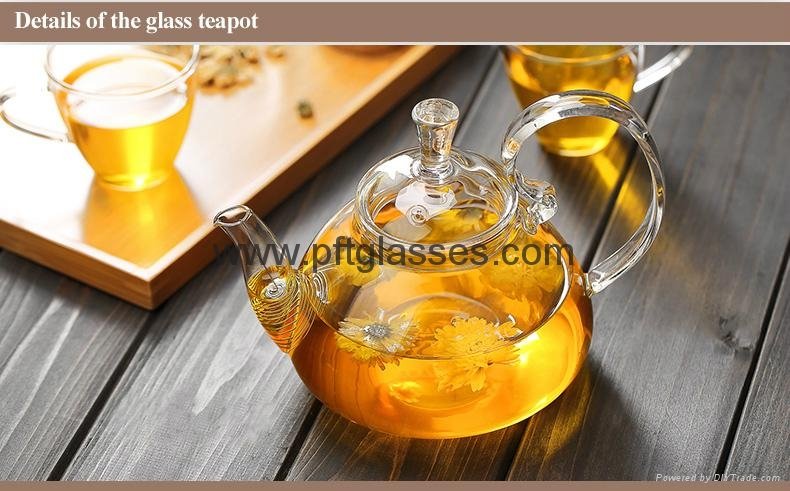 Heat Resistant Double Wall Borosilicate Glass Tea Pot Coffee Pot  5