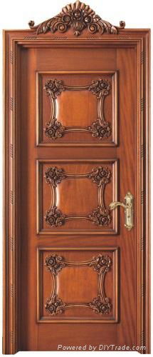 Classic Carved Solid Wood Door Interior for Apartment Villa 