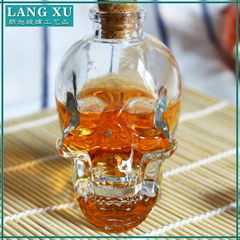 skull shaped glass 750ml mason jar with wooden lid 