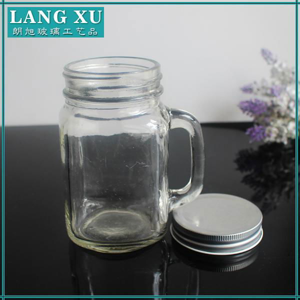 drinking glass mason jars wholesale with handle and straw 2