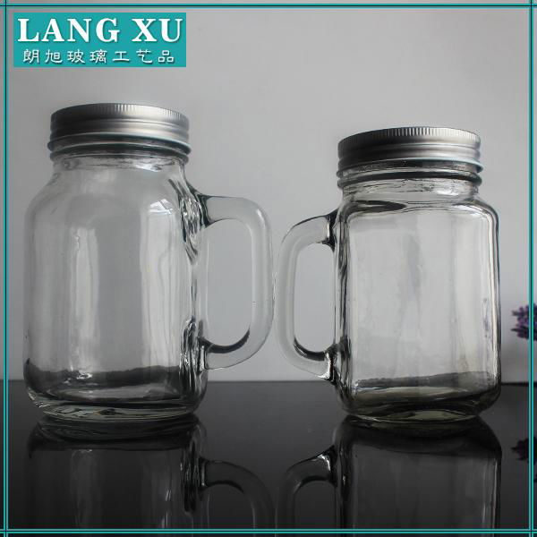 drinking glass mason jars wholesale with handle and straw 5