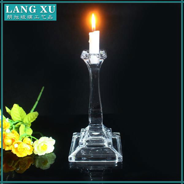 china wholesale fashion clear glass long stem candle holder 2