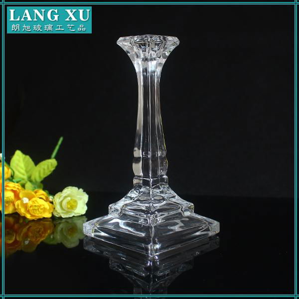 china wholesale fashion clear glass long stem candle holder 3