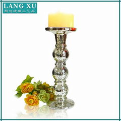 long stem silver mercury glass candle holder