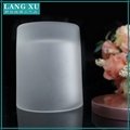 white color custom frosted glass candle jars with wood lid 2