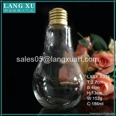 200ml 300ml glass juice drinking light bulb jar