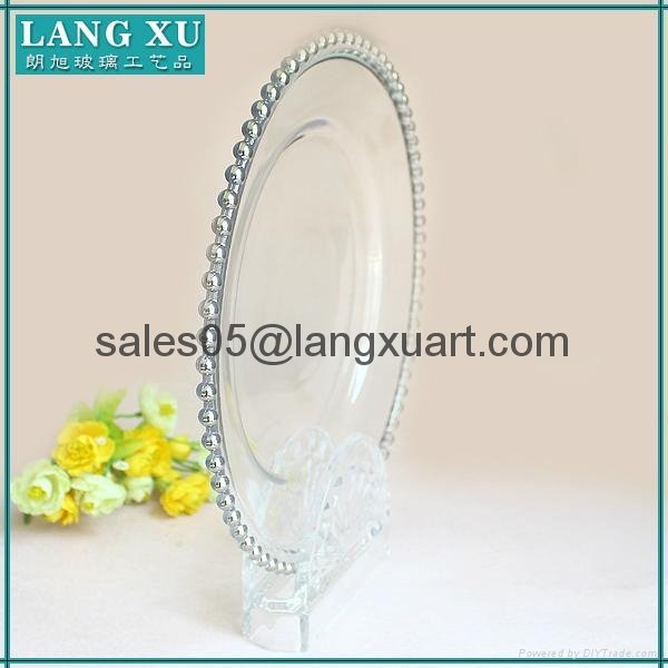 silver color glass beaded charger plate wholesale 3