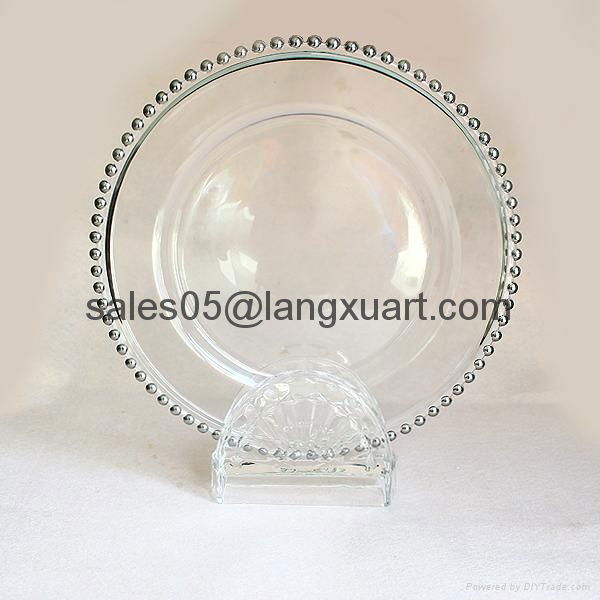 silver color glass beaded charger plate wholesale 4
