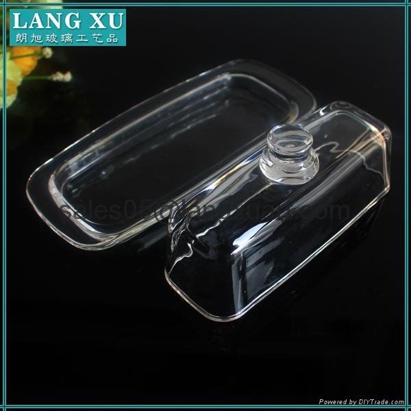 long smooth set clear glass butter dish with lid 2