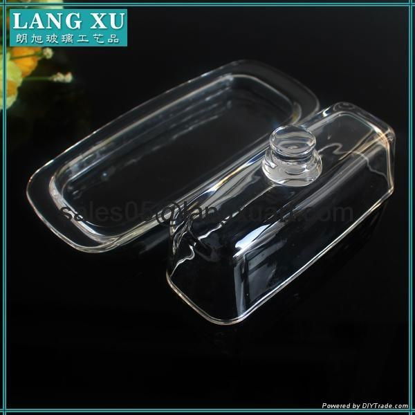 long smooth set clear glass butter dish with lid 3