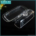 long smooth set clear glass butter dish with lid 3