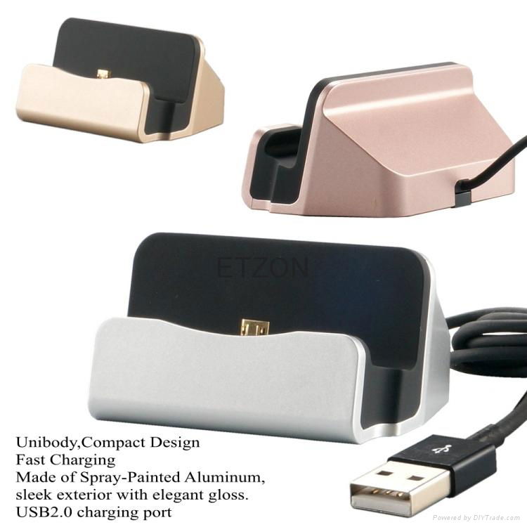 Aluminum Micro USB Phone Charging Holder Station Desktop Sync Dock Charger 5