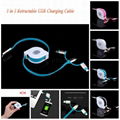 High Quality 3 in 1 DataTransfer Retractable Micro USB Charging Cable for Phone 1