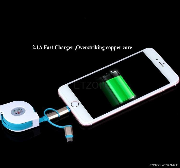 High Quality 3 in 1 DataTransfer Retractable Micro USB Charging Cable for Phone 3