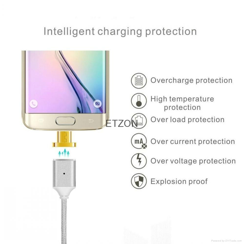 Cell Phone Braided USB  Cable Magnetic Micor USB Data Charging Cable For Android 4