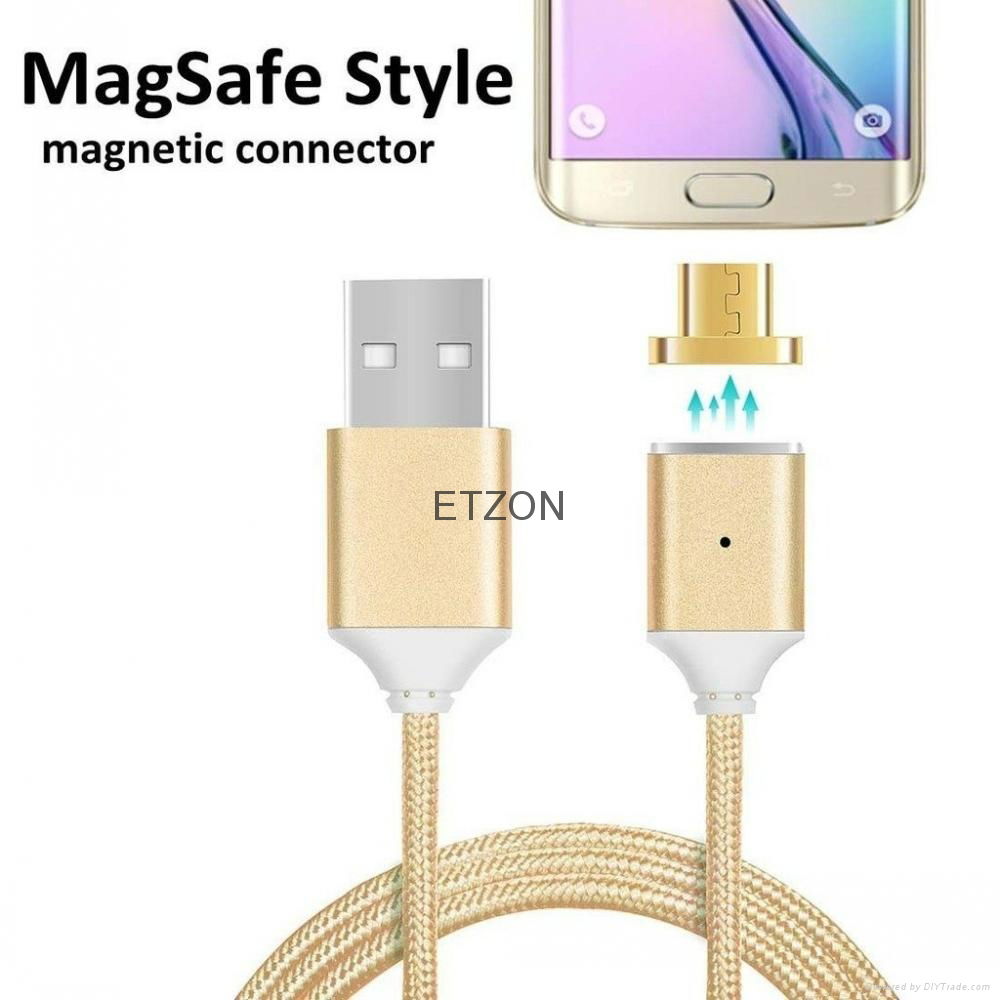 Cell Phone Braided USB  Cable Magnetic Micor USB Data Charging Cable For Android 5