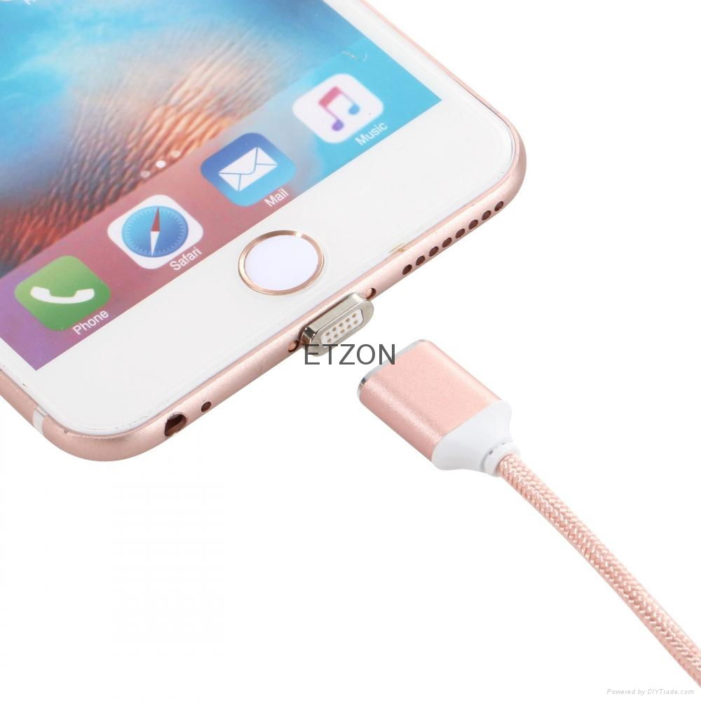 Aluminum alloy shell magnetic micro usb charging cable and data sync for iphone 4