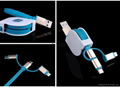 Data cable 3 in 1 retractable micro usb charging cable data sync cable 2