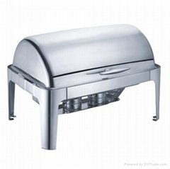 8 Qt. Rectangular Mirror Finish Stainless Steel Roll Top Chafer(Normal)