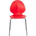 Modern Red Stackable Dining Chair Plastic Side Chairs with Metal Legs