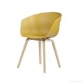 Modern Dining Chair Plastic Chair with Wood Legs 3