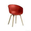 Modern Dining Chair Plastic Chair with Wood Legs 4
