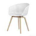 Modern Dining Chair Plastic Chair with Wood Legs 5