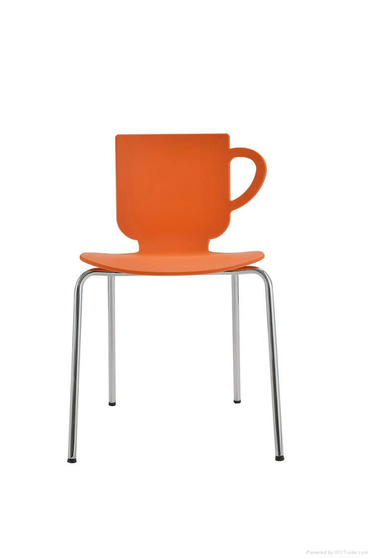 Competitive Price Cup Shape Plastic Chair with Steel Frame 4