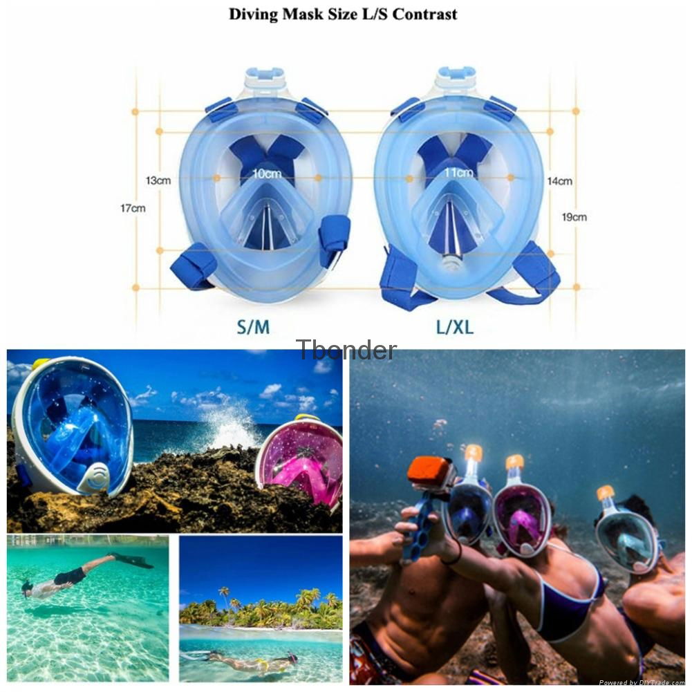 Wholesale easybreath snorkeling mask full face snorke mask for diving camera  5