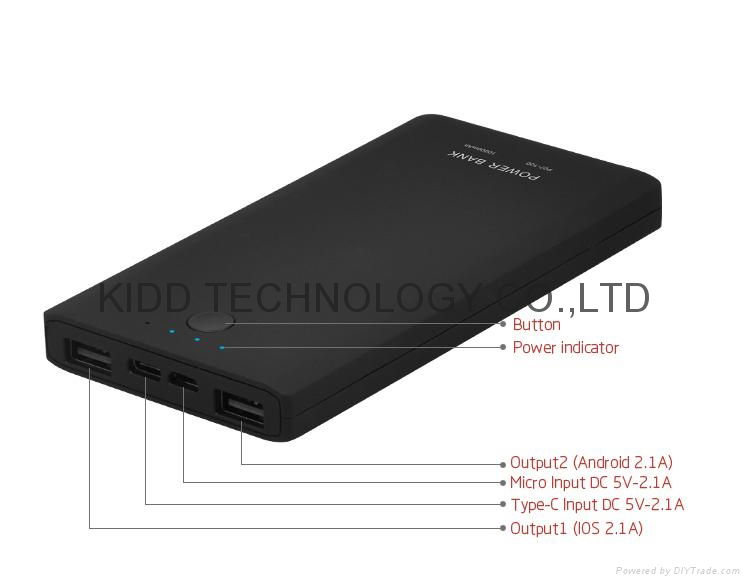 New design with hot selling 2017 protable Power bank 10000mAh 4