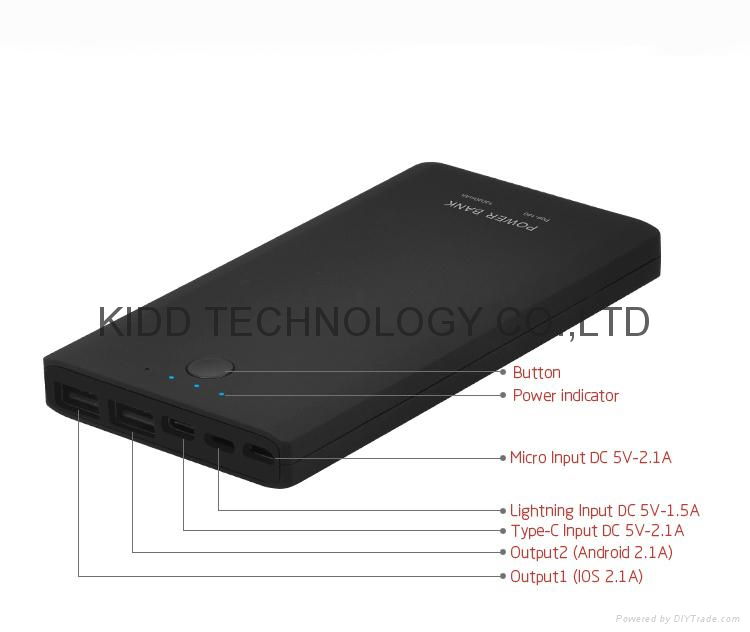 Slim Protable Powerbank with Li-polymer cell 10000mAh  4