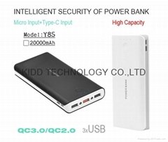 Most popular style power banks with 3 USB output 20000mAh capacity