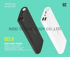 New arrive small powerbank protable 15000 high capacity rubber QC3.0
