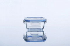 Fashionable square borosilicate glass food container 310ml