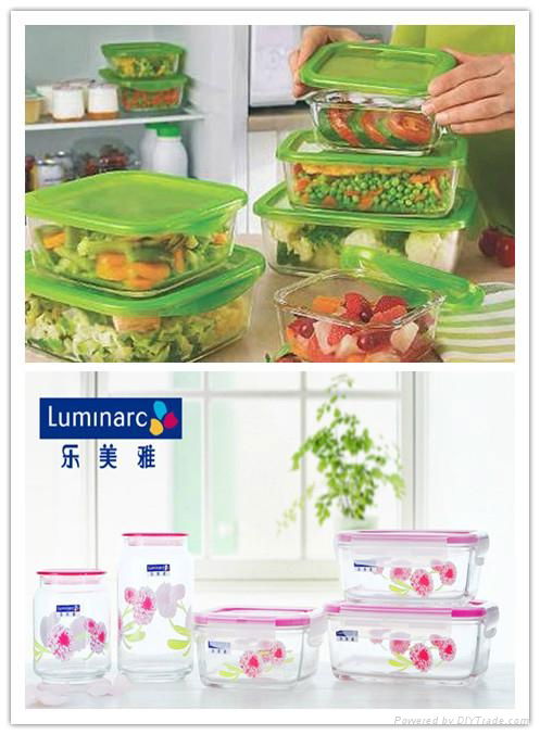 Fashionable square borosilicate glass food container 310ml 3