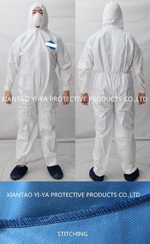 Disposable microporous coverall combined with PE breathable film  4