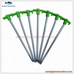 Ground hard galvanized steel tent peg stake with plastic stopper for outdoor