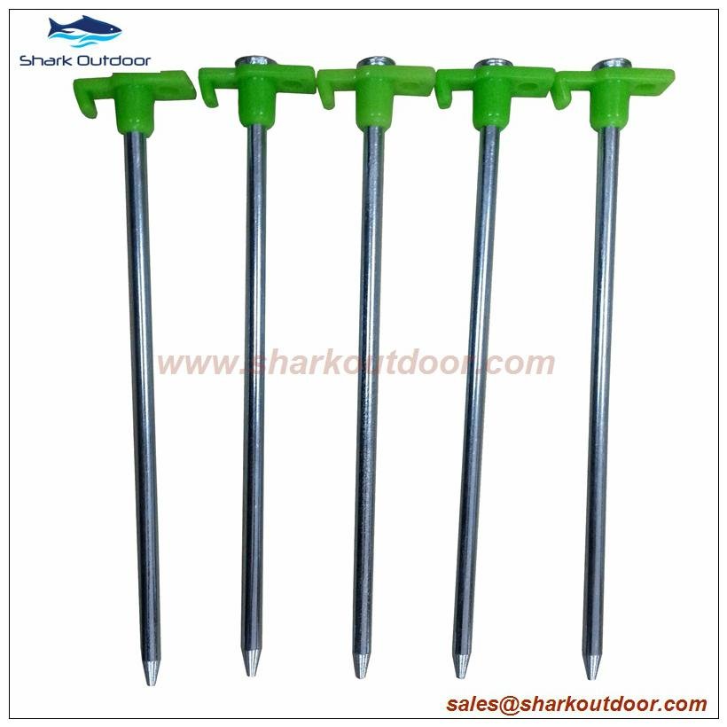 Ground hard galvanized steel tent peg stake with plastic stopper for outdoor  5