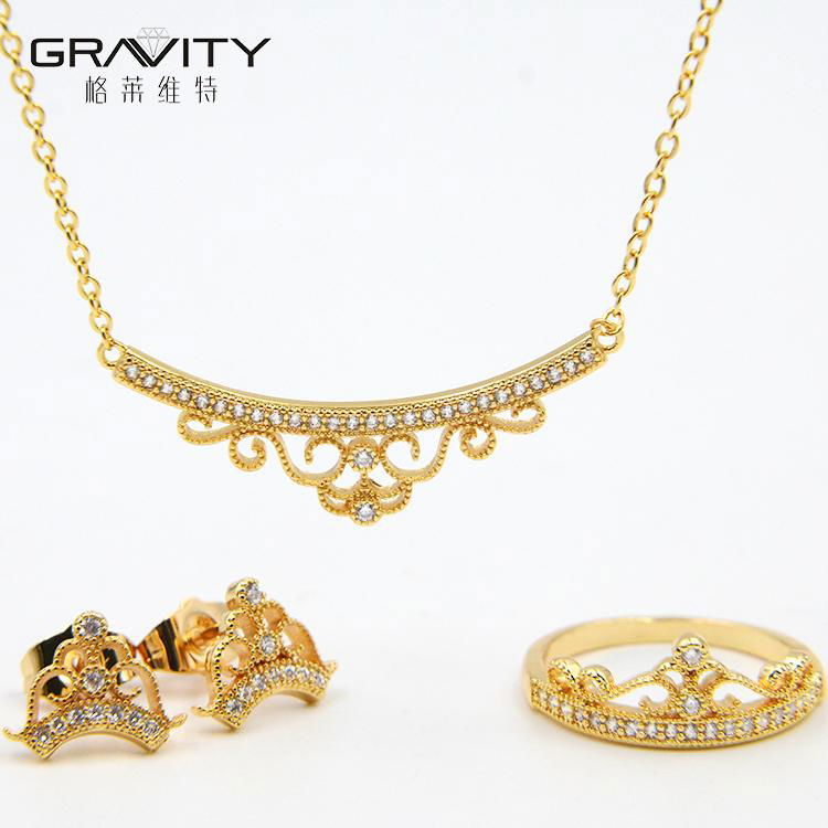 New design jewelry wedding crown necklace jewelry set with earring/ring