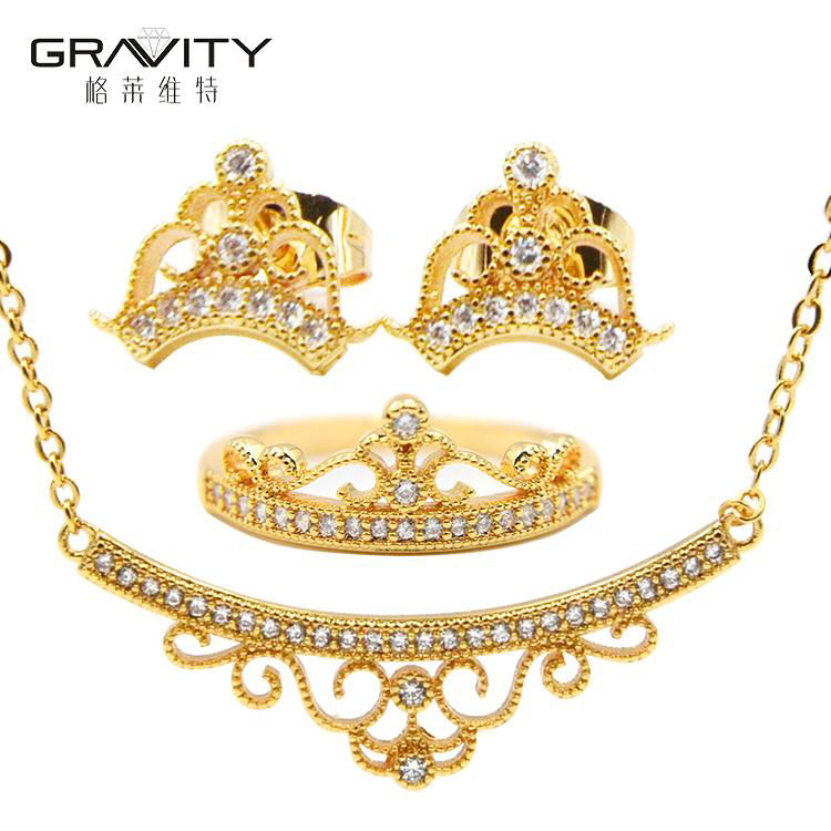 New design jewelry wedding crown necklace jewelry set with earring/ring 5