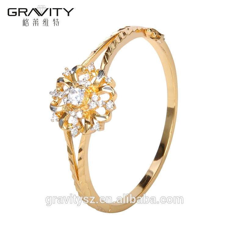 hot sales custom fashion gemstone gold plating bangle jewellery design for girls
