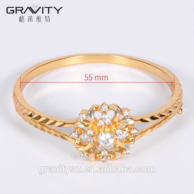 hot sales custom fashion gemstone gold plating bangle jewellery design for girls 2