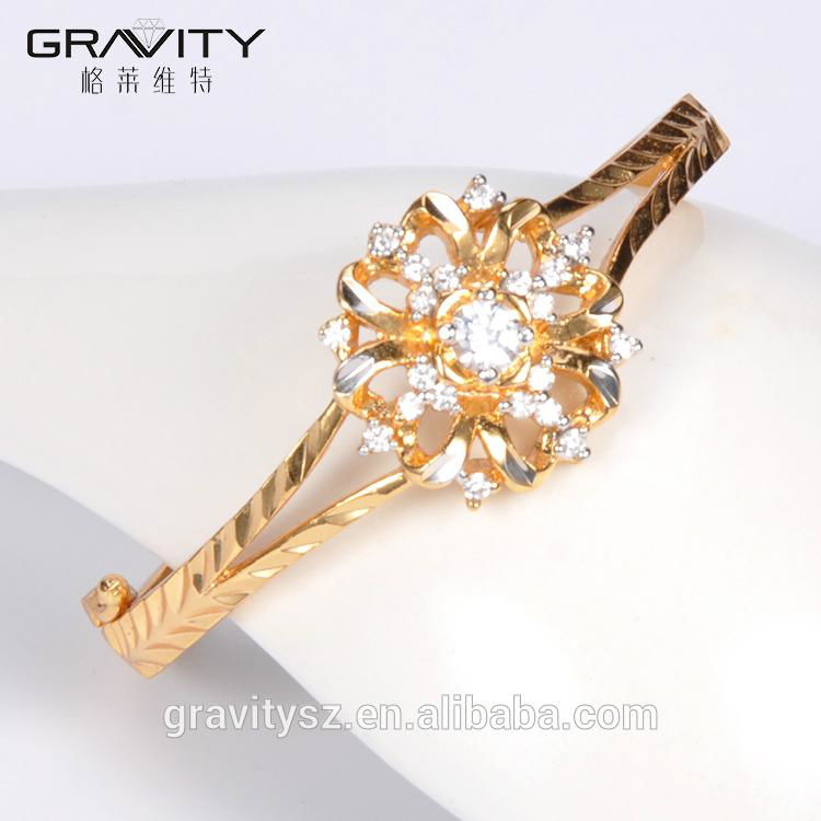 hot sales custom fashion gemstone gold plating bangle jewellery design for girls 3