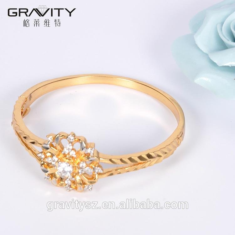 hot sales custom fashion gemstone gold plating bangle jewellery design for girls 4