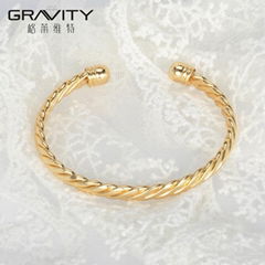 Gravity  wholesale custom fashion thin plating gold jewellery dubai bangle