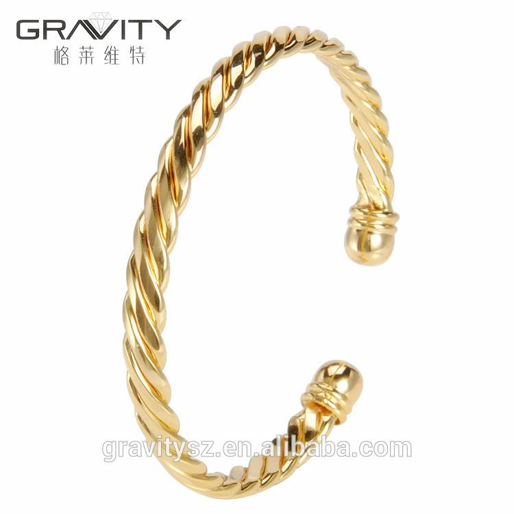 Gravity  wholesale custom fashion thin plating gold jewellery dubai bangle 2