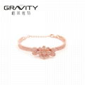 Rose gold color bangle, Brillant flower