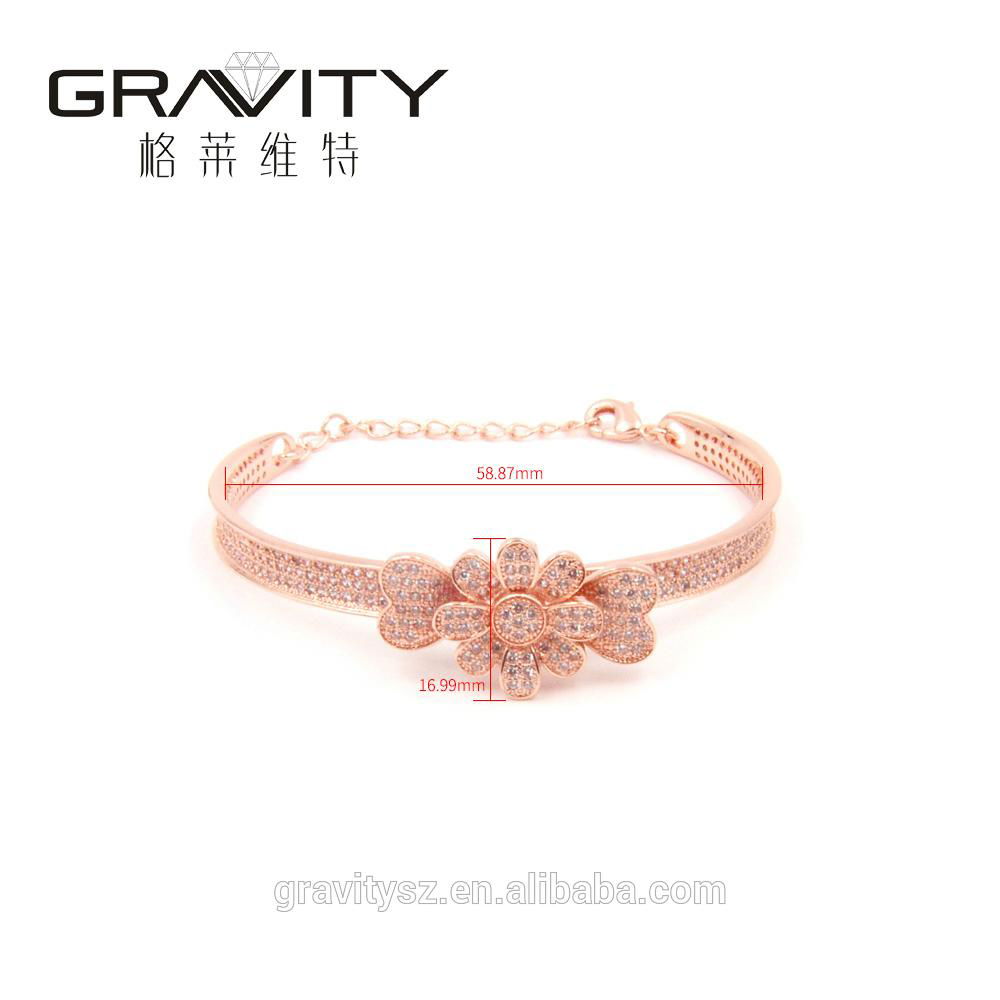 Rose gold color bangle, Brillant flower latest Design women gender bangle 4