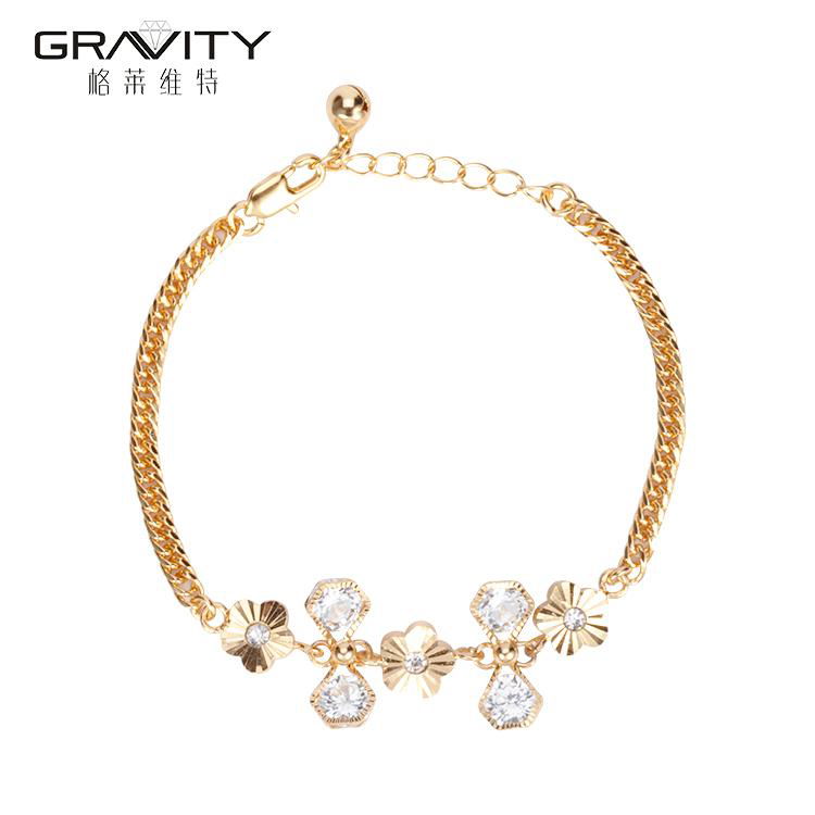 best selling dubai bow tie and flower shape brass gold plated 18/24k bracelet 2