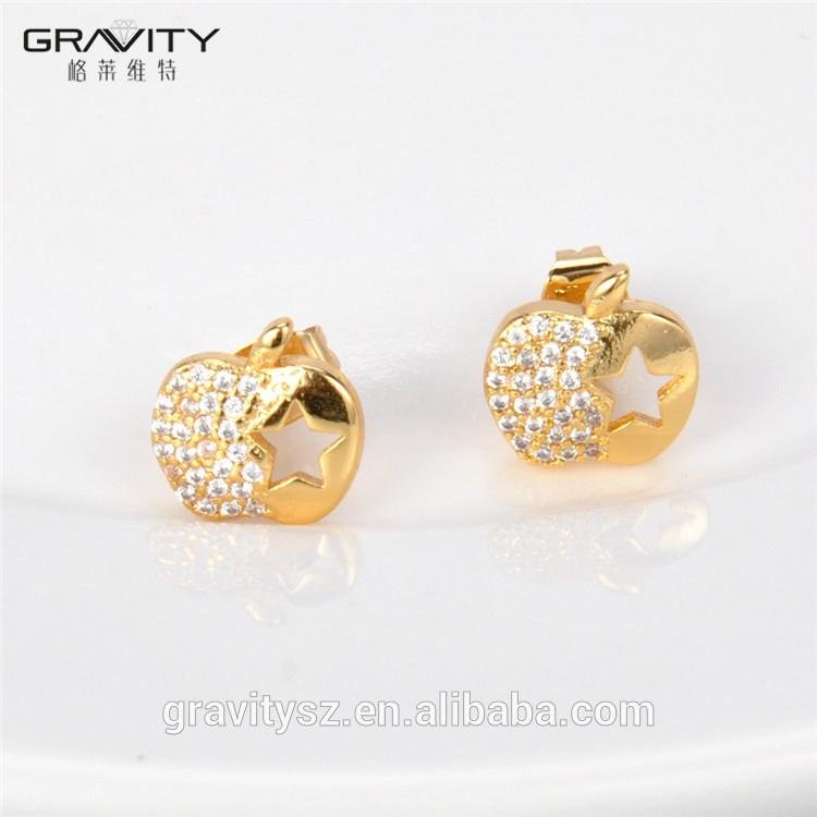 ESDG0021 latest design Apple shape gold plating stud Earring with star 2